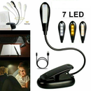 7 LED Reading Light USB Rechargeable Clip On Bed Book Reading Lamp Stand Light - Tavice
