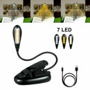 7 LED Reading Light USB Rechargeable Clip On Bed Book Reading Lamp Stand Light - Tavice