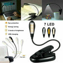 7 LED Reading Light USB Rechargeable Clip On Bed Book Reading Lamp Stand Light - Tavice