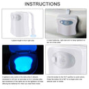 8 Colors Toilet Bowl LED Night Light Motion Activated Seat Sensor Lamp Bathroom - Tavice