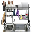 85cm Over Sink Dish Drying Rack Drainer Stainless Steel Cutlery Holder - Tavice