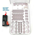 93 Slot Battery Storage Organizer Holder with Tester-Battery Caddy Rack Case Box - Tavice