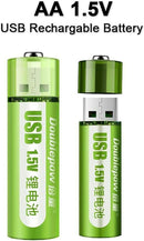 AA Battery 1800mWh USB Rechargeable li-ion Battery 1.5v [2 Pack] - Tavice