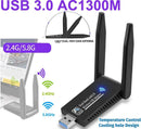 AC1300 USB 3.0 WiFi Wireless Adapter Dongle 802.11ac 5GHz Dual Band 11AC - Tavice