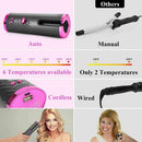 Auto Cordless Rotating Hair Curler Waver Curling Iron Wireless LCD Ceramic - Tavice
