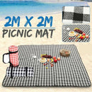 Black | Large Picnic Blanket Premium Cashmere Rug Waterproof Mat Outdoor - Tavice