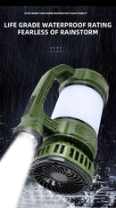 Camping Lantern with Fan & Floodlight | Solar Rechargeable Portable LED Light - Tavice