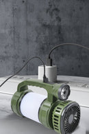 Camping Lantern with Fan & Floodlight | Solar Rechargeable Portable LED Light - Tavice