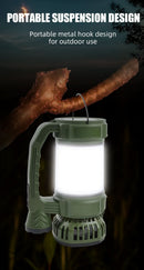 Camping Lantern with Fan & Floodlight | Solar Rechargeable Portable LED Light - Tavice