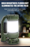 Camping Lantern with Fan & Floodlight | Solar Rechargeable Portable LED Light - Tavice