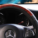 Car Steering Wheel Cover Mahogany Wood Pattern PU Leather Steering wheel CoverAU - Tavice