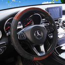Car Steering Wheel Cover Mahogany Wood Pattern PU Leather Steering wheel CoverAU - Tavice