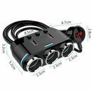 Cigarette Lighter Adapter 3x Multiple Ports + 2 USB Car Charger - Battery Mate