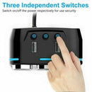 Cigarette Lighter Adapter 3x Multiple Ports + 2 USB Car Charger - Tavice