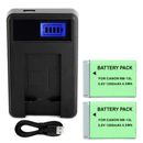 [Combo Pack] 2x NB - 13L 1250mAh Rechargeable Batteries with Smart LCD USB Charger | Replacement for Canon PowerShot G7X, G7X Mark II, G9X, G5X (2 Batteries + Charger) - Tavice