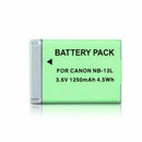 [Combo Pack] 2x NB - 13L 1250mAh Rechargeable Batteries with Smart LCD USB Charger | Replacement for Canon PowerShot G7X, G7X Mark II, G9X, G5X (2 Batteries + Charger) - Battery Mate