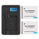 [Combo Pack] 2x NB - 6L 1600mAh Rechargeable Batteries with Dual USB Charger | Replacement for Canon PowerShot SX530, SX540, SX610, SX710, S90, S95, D10, D20 (2 Batteries + Charger) - Tavice
