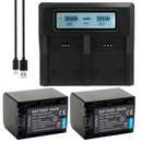 [Combo Pack] 2x NP - FV70 2100mAh Rechargeable Batteries with Dual USB Charger | Replacement for Sony Handycam & NEX Series – NP - FV30, NP - FV50, NP - FV70, NP - FV100 Compatible (2 Batteries + Charger) - Battery Mate