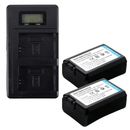 [Combo Pack] 2x NP - FW50 1500mAh Rechargeable Batteries with Dual USB Charger | Replacement for Sony Alpha A5000, A5100, A6000, A6300, A6500 (2 Batteries + Charger) - Battery Mate