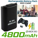 Compatible Battery + USB Charger Cable Pack for XBOX 360 Wireless Controller - Tavice