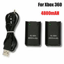 Compatible Battery + USB Charger Cable Pack for XBOX 360 Wireless Controller - Tavice