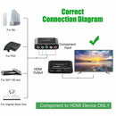 Component Video & L/R RCA Stereo Audio to HDMI Converter Adapter for DVD Xbox PS - Tavice