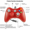 Controller For Microsoft Xbox 360 Console & Windows PC Compute Joystick Wired | Red - Tavice