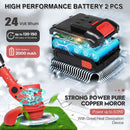 Cordless Grass Trimmer Lawn Grass Brush Cutter Blade Whipper Snipper & 2 Battery - Tavice