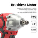 Cordless Power Impact Wrench Brushless Rattle Gun Drill Tool Socket w/ 2 Battery - Tavice