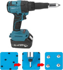 Cordless Rivet Gun 360W Heavy Duty Electric Rivet Gun Brushless Kit with Wrench for 0.1-0.2in Rivets & 18V Lithium Ion Battery - Tavice