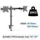 Dual LCD / LED Monitor Desk Mount Stand Heavy Duty Fully Adjustable fits 2 Screens up to 27" - Tavice