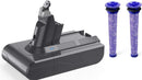 Dyson V6 Series Compatible Battery + 2 Pre Filters Combo | For Dyson Vacuum DC61 DC62 DC72 DC58 DC59 V6 Animal - Tavice