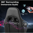 Ergonomic Massage LED Racing Chair , Reclining Swivel Heavy High Back Office PC Chair w/ Built-in Speaker-Black - Tavice