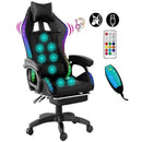 Ergonomic Massage LED Racing Chair , Reclining Swivel Heavy High Back Office PC Chair w/ Built-in Speaker-Black - Tavice