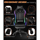 Ergonomic Massage LED Racing Chair , Reclining Swivel Heavy High Back Office PC Chair w/ Built-in Speaker-Black - Tavice