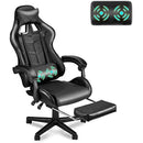 Ergonomic Massage LED Racing Chair , Reclining Swivel Heavy High Back Office PC Chair w/ Built-in Speaker-Black - Tavice