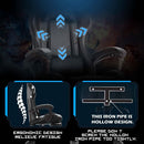 Ergonomic Massage LED Racing Chair , Reclining Swivel Heavy High Back Office PC Chair w/ Built-in Speaker-Black - Tavice