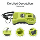 Fast Rapid Charger For Ryobi One+ 18V P108 P104 Li - ion Batteries - Tavice