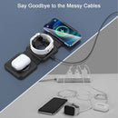 Foldable 3-in-1 Wireless Charger with Magnetic Charging Pad, Fast Charging Station, and Portable Stand - Tavice