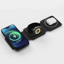 Foldable 3-in-1 Wireless Charger with Magnetic Charging Pad, Fast Charging Station, and Portable Stand - Tavice