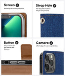 For iPhone 13 Pro Max Wallet Flip Denim Case Cover - Tavice