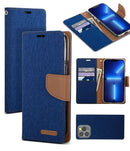 For iPhone 14 Pro Max Wallet Flip Denim Case Cover - Tavice