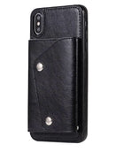 For iPhone X Luxury Leather Wallet Shockproof Case Cover | Black - Tavice