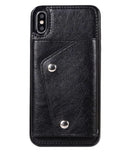 For iPhone XS Luxury Leather Wallet Shockproof Case Cover | Black - Tavice
