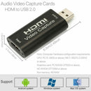 HDMI to USB Video Capture Card Screen Record 1080P HD Game Video Live Streaming Recorder - Battery Mate