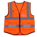 Hi Vis Safety Vest Reflective Tape Zip Up Workwear Pocket Night High Visibility - Tavice
