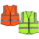 Hi Vis Safety Vest Reflective Tape Zip Up Workwear Pocket Night High Visibility - Tavice