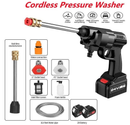 High Pressure Wireless Cordless Car Washer Gun W/ Hose & 88V Battery Spray Cleaner - Tavice