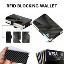 Men Carbon Fiber Credit Card Holder RFID Blocking Slim Wallet Money Clip Purse - Tavice