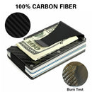 Men Carbon Fiber Credit Card Holder RFID Blocking Slim Wallet Money Clip Purse - Tavice